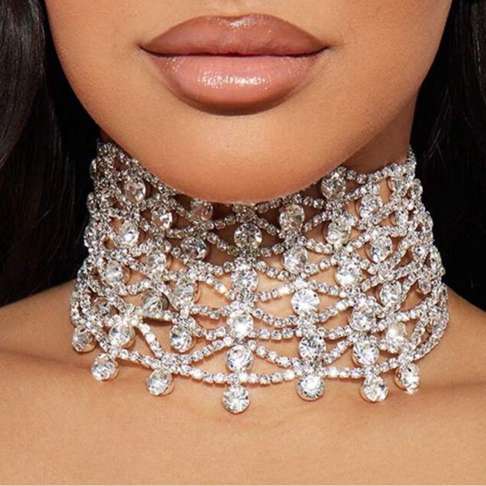 Revolve Silver Crystal Statement Necklace - image 6